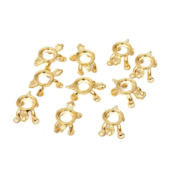 Mini Gold Tone Turtle Display Stand Gemstone Eggs Spheres Marbles Ball Holders - Picture 10 of 10